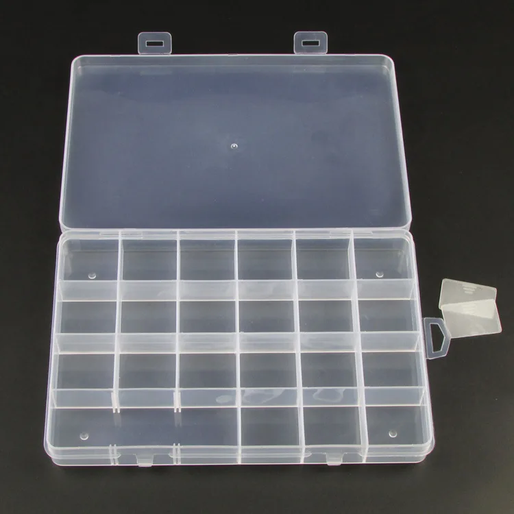 

Transparent Plastic Portable with Cap Multi-part Small Plaid Storage Box Jewelry Necklace Ring Ear Stud Earrings Box