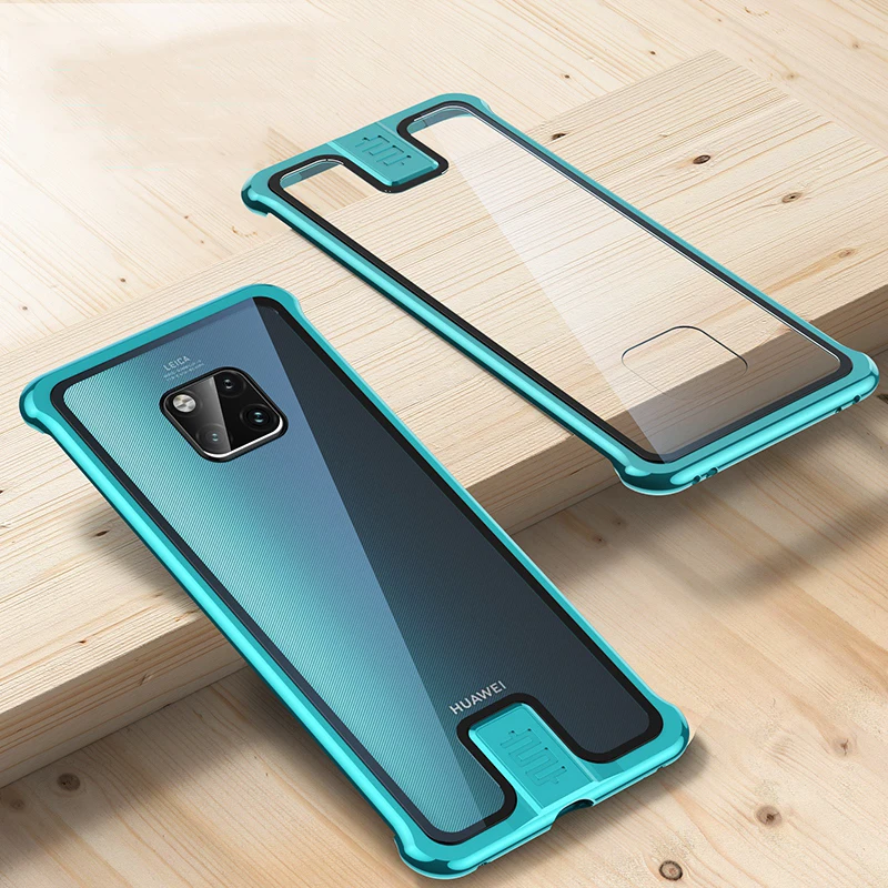 

Case For Huawei Mate 20/ Pro 9H Hardness Clear Tempered Glass & Aluminum Metal Slide Case Cover For Huawei Mate 20 Pro Thin Hard