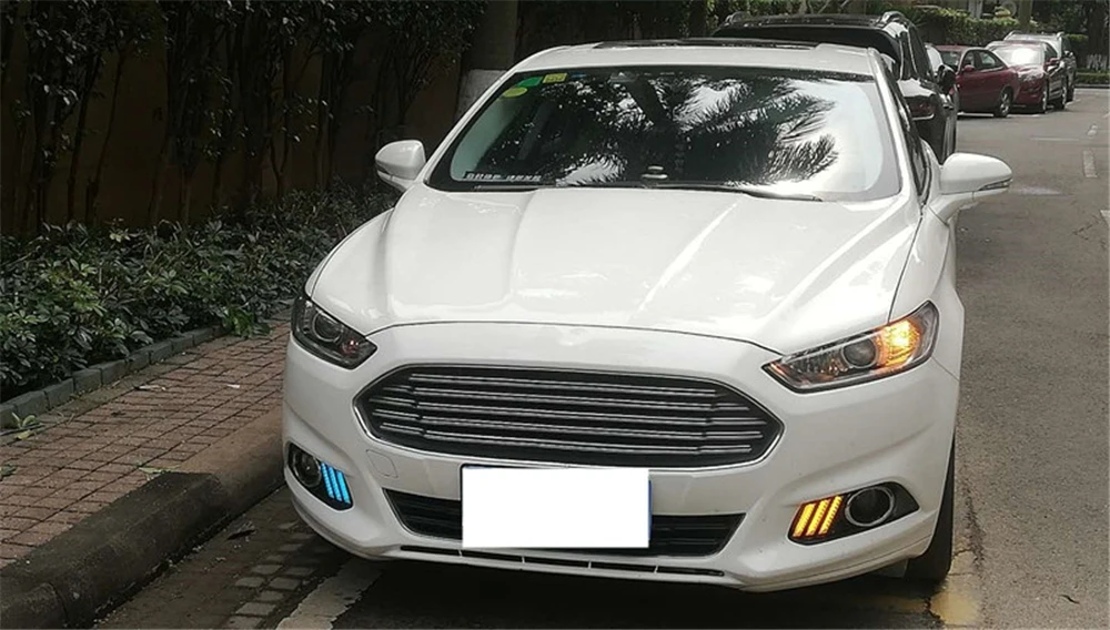 2 шт. автомобильный DRL светодиодный светильник дневного света для Ford Mondeo Fusion 2013 Желтый поворотный сигнал реле водонепроницаемый