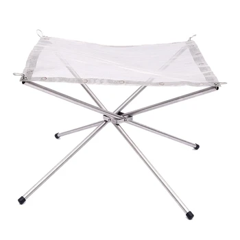 

Outdoor Portable Bonfire Frame Folding Furnace Fire Rack Stack Grill Stainless Steel Point Charcoal Fire Stove Light Grid Heatin