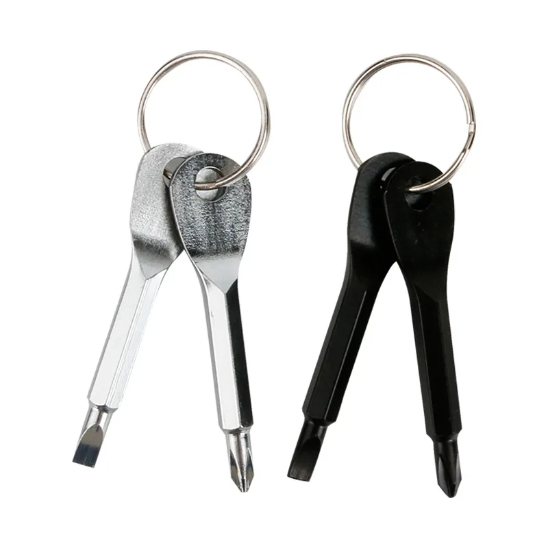 

2pcs/set Portable Screwdriver Key Ring keyring Multi Mini Pocket Repair Tool Gadget Camp Hike Outdoor Hand Tool destornillador