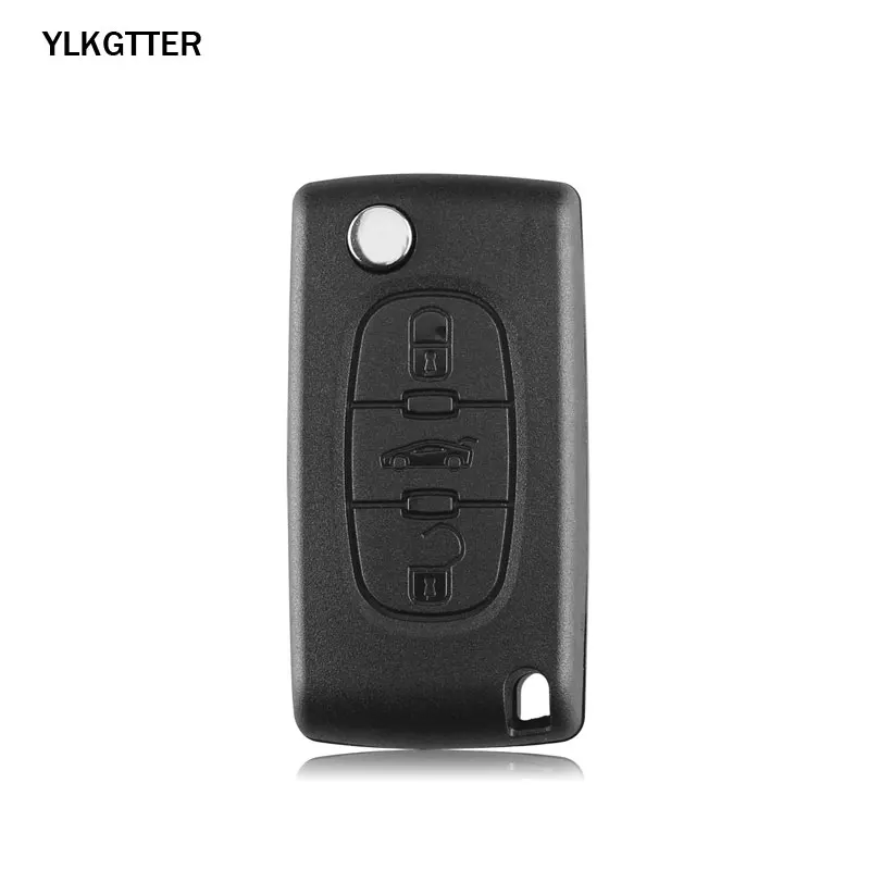 Black YLKGTTER дистанционный автомобильный ключ оболочки для Citroen C2 C3 C4 C5 C6 C8 3 кнопки флип чехол для дистанционного ключа от машины крышка оболочки Fob VA2 лезвие CE0536 - Цвет: Black