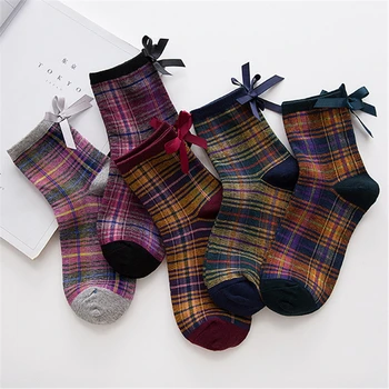 

New Winter Autumn Spring Sweet Cotton After The Heel Ribbon Big Bow Short Socks Wild Chaussette Female Herring Ankle Socks