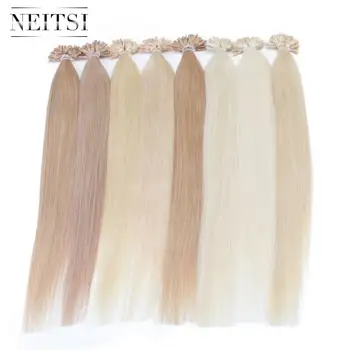 Neitsi Straight Keratin Capsules Human Fusion Hair Nail U Tip Machine Made Remy Pre Bonded Hair Extension 16 1