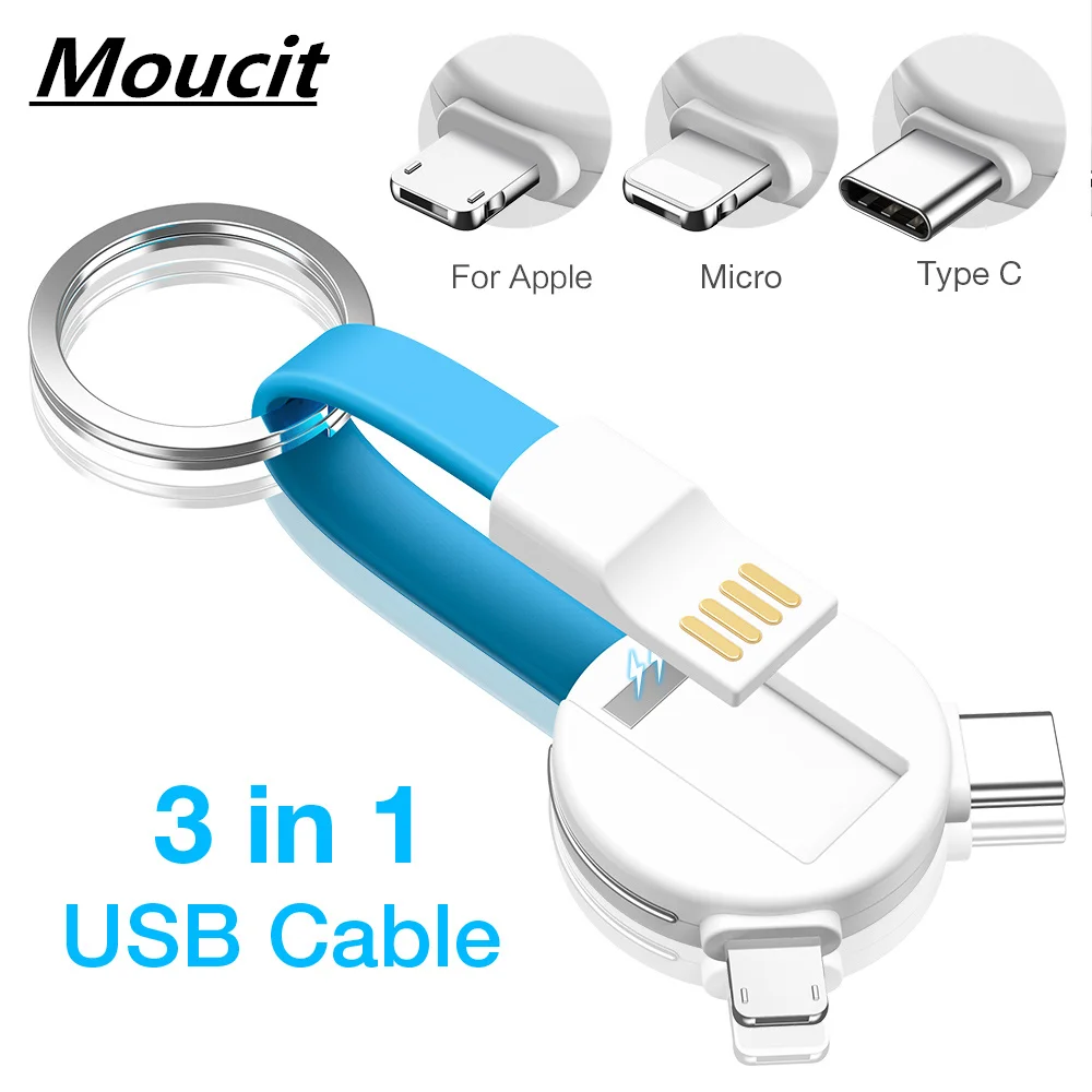 Moucit Новый 3 в 1 Micro Usb Tyep C кабель Шнур для iphone зарядное устройство Зарядка данных