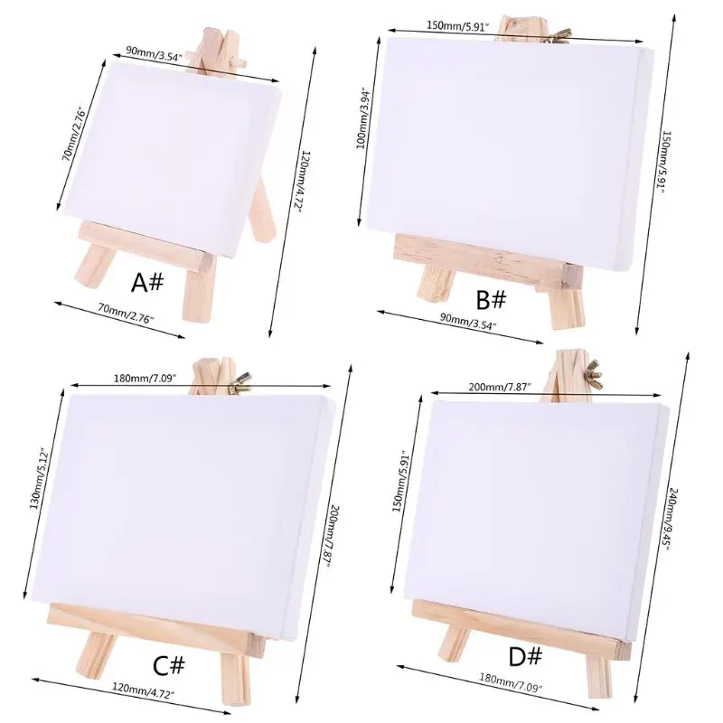 

Mini Canvas and Natural Wood Easel Set For Art Painting Drawing Craft Supply