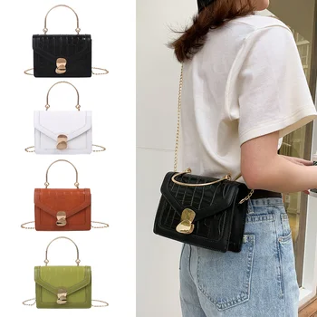 

Women Fashion Shoulder Handbag Solid Color PU Stone Pattern Small Female Top-Handle Totes Small Messenger Bags for Women