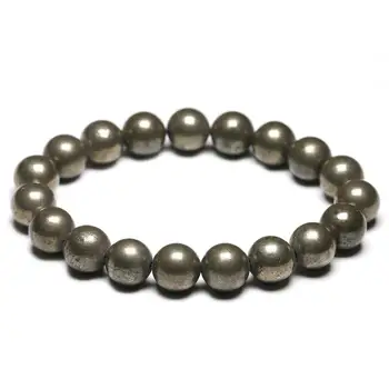

Natural Pyrite 6 8 10mm Round Beads Elastic Line Stretch Beaded Bracelet Fashion Man Woman Genuine Gem Fine Jewelry