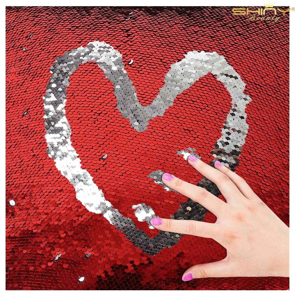 5 мм красная двусторонняя ткань с блестками текстиль блестящая двухцветная для