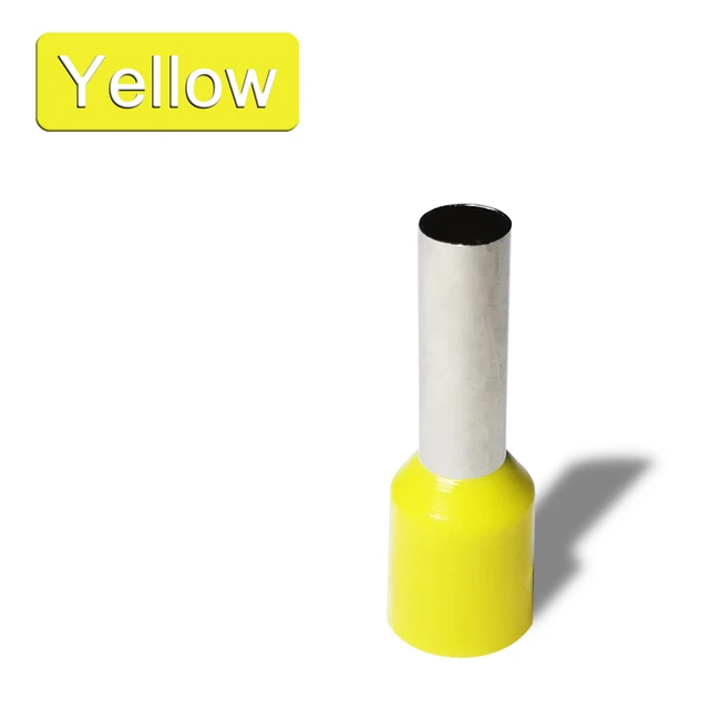 1000pcs/Pack E0508 E7508 E1008 E1508 E2508 Insulated Ferrules Terminal Block Cord End Wire Connector Electrical Crimp Terminator 1000pcs Yellow