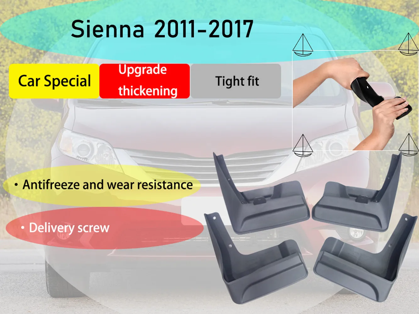 Для Toyota Sienna Брызговики sienna Брызговики toyota Брызговики автомобильные аксессуары автостайлинг 2011 - Цвет: 2011-2017 sienna