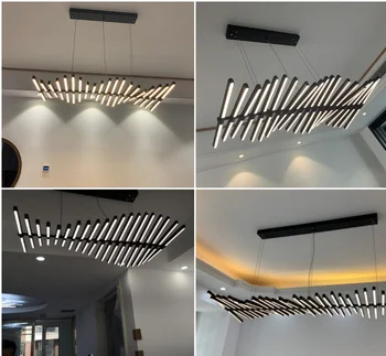 

Nordic LED living room chandelier modern novelty office lamp lighting / white / black minimalist restaurant bar hanging lamp