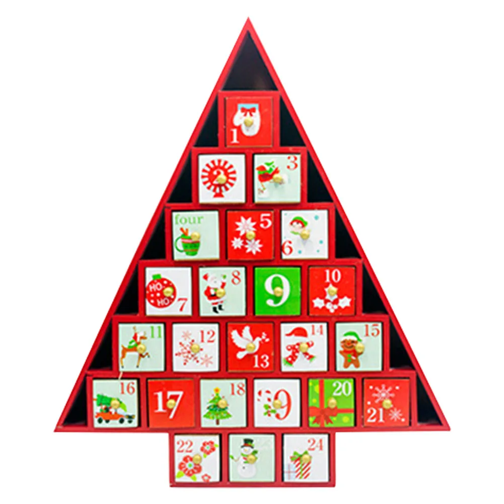

Ornament Craft Countdown Calendar Christmas Advent Home Desktop Drawer Living Room Decorative House Shape Wooden DIY Storage Box