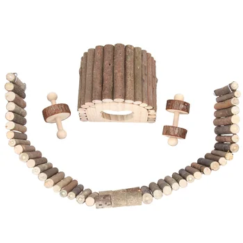 

1 Set 6Pcs Wooden Simulation Fence Animals Toys Chewing Plaything for Pet Play