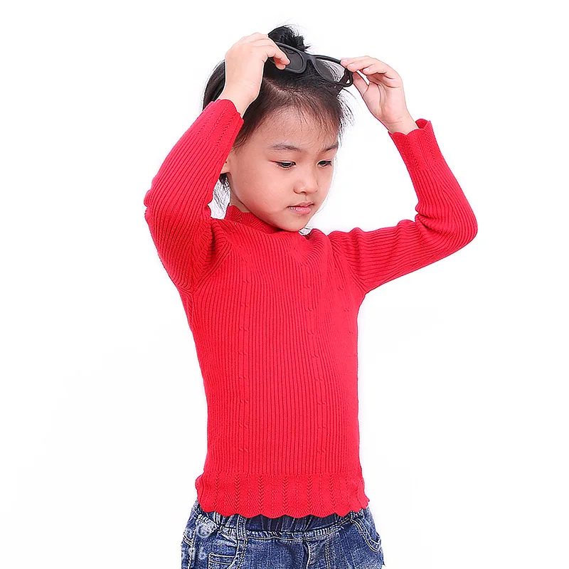 

Girls Autumn And Winter Base Shirt Single Layer Solid Color Pure Cotton Five-Color Selectable Sweater Base Shirt Warm Korean-sty