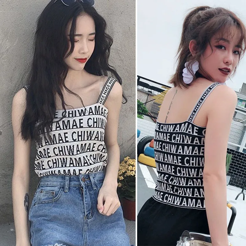 Hot Sexy Fashion Tank Tops For Women Ladies Letter Tank Top Vest Off Shoulder Halter Blouse T-Shirt Camis New