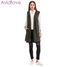 Женский модный Повседневный однотонный длинный вязаный свитер без рукавов на весну/зиму/осень, кардиган с капюшоном, жилет