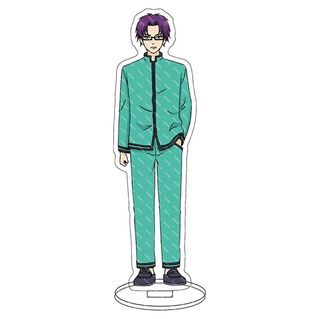Anime Figure The Disastrous Life of Saiki Kusuo Key Chain Pendant Cosplay Two-sided Keychain Prop Acrylic Stand Model Toy Gold