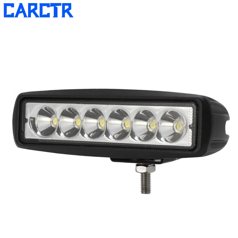

CARCTR Universal 18W LED Light Bar 12V 6000K IP67 Spotlight Flood Work Lamp Reversing Lights Brake Lights Off Road Accessories