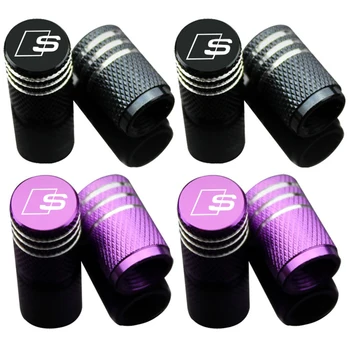 

4pcs For audi a3 a4 a5 a6 a7 a8 Q3 Q4 Q5 Q6 Q7 b8 b6 c6 8p b7 c5 metal car wheel tire valve cap protection cover Car accessories