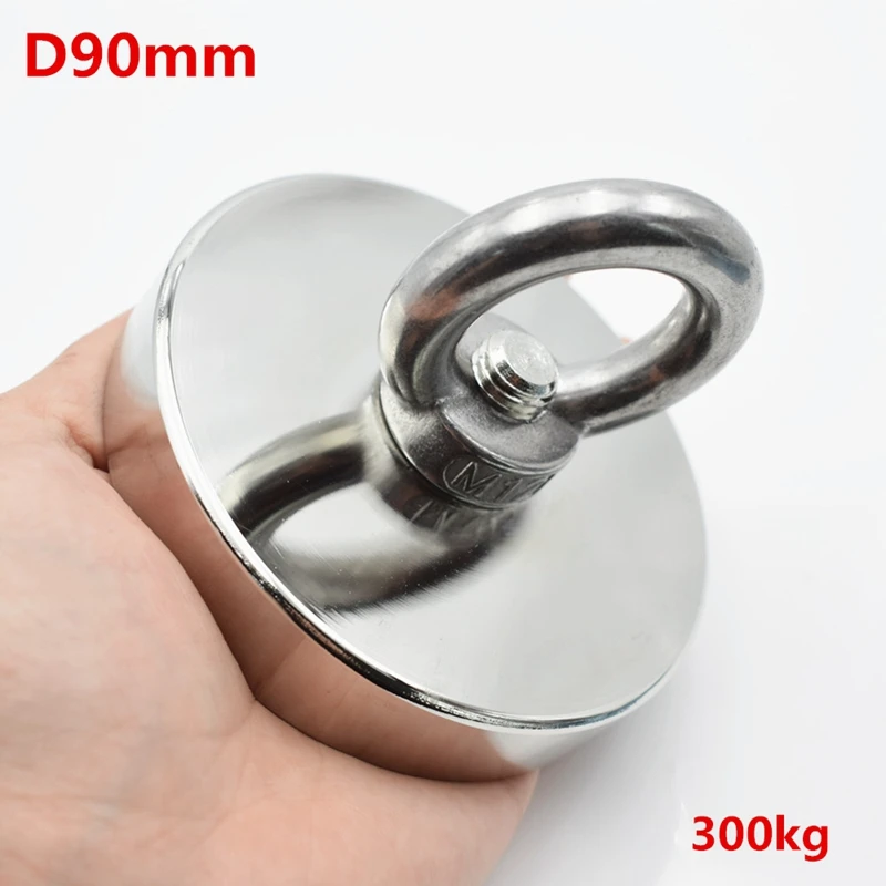 ELEG-D90Mm сильный Мощный круглый неодимовый магнит крюк спасательный рыболовный магнит 300 кг держатель для морского оборудования потянув монтажный горшок