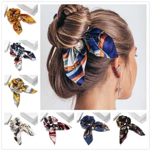 Модные головные уборы в стиле ретро, шифоновые повязки на голову с бантом и принтом, корейские элегантные тканевые резинки для волос, Эластичные аксессуары для волос для девочек