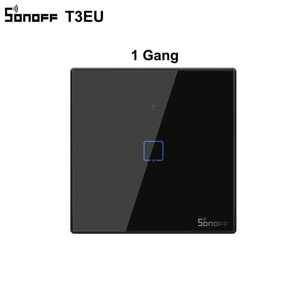 Интеллектуальный выключатель света SONOFF T2/T3 TX ЕС 1/2/3 433 РЧ Смарт Wi-Fi настенный сенсорный выключатель с границы голоса/приложение/сенсорный экран Управление работать с Alexa умный дом - Комплект: T3 black 1gang