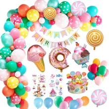 Globo de rosquilla de caramelo para niños, decoración de fiesta de cumpleaños, de helio, fruta, helado, Navidad, Arco Iris, Showe, 1 Juego