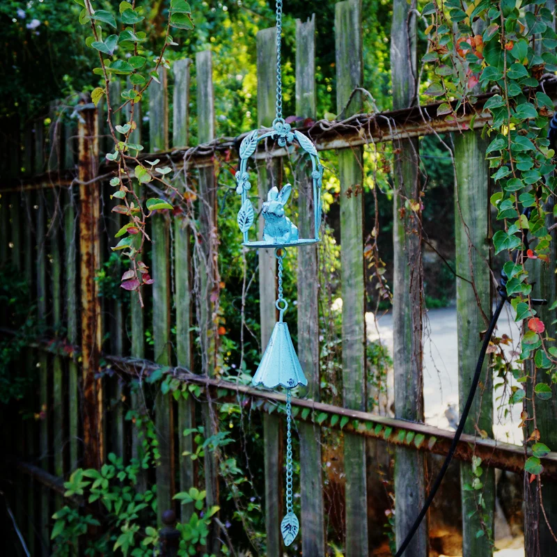 

Vintage Cast Iron Wind Chimes, Flying Decoration Rabbit, Retro Painted