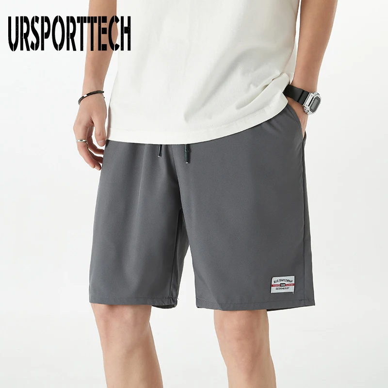 

URSPORTTECH, летние шорты для мужчин, Overzied 5XL, повседневная спортивная одежда для тренажерных залов, короткие мужские уличные шорты с эластичной резинкой на талии, брендовая одежда