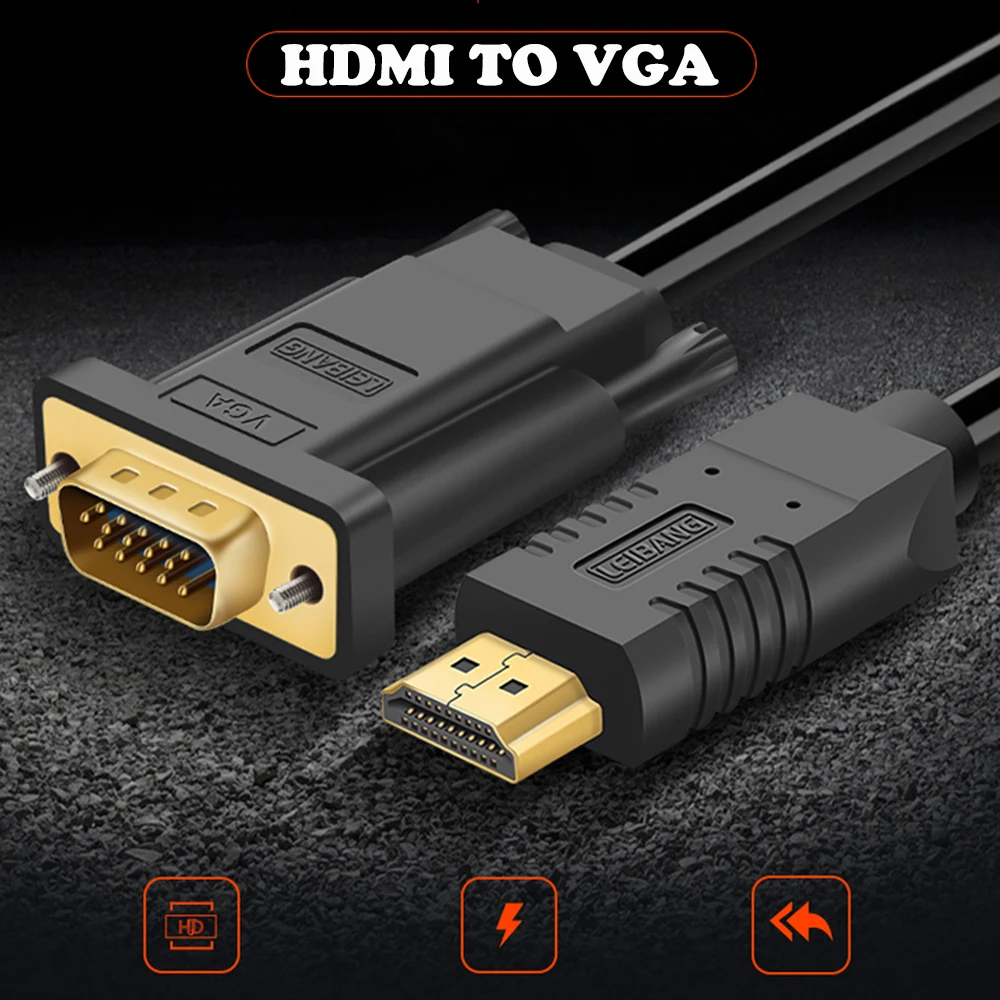 PCER HDMI VGA Cable HDMI to VGA Cable Cord Audio Video male to male cable 1920*1080P For PC Monitor HDTV Projector