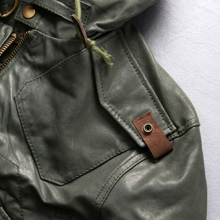 Male Long Hooded Jacket Genuine Leather Flight Jacket Brand Soft Cowskin Vintage European American Leather Coat DHL Free