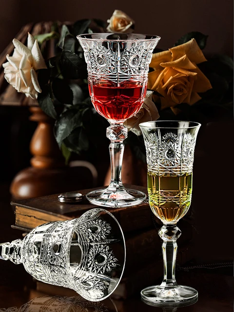 Czech Crystal Glass Wine Cup Foreign Wine Nordic Vintage Champagne Cup  Goblet - Bar Accessories - AliExpress