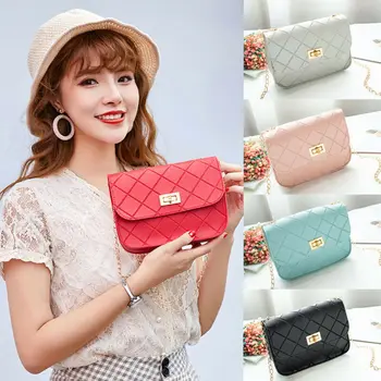 

Women Ladies Fashion Leather Wallet Handbag Pure Color Solid Hasp Chain Belt Small Shoulder Bag