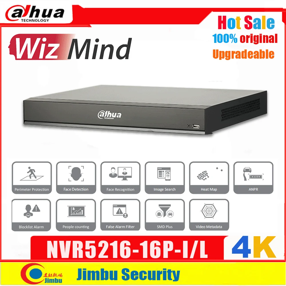 Оригинальный Сетевой видеорегистратор Dahua NVR5216-16P-I/L 16 каналов 1U 16PoE сетевой с
