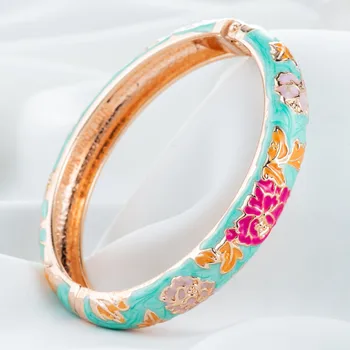 

UJOY Fashion Bracelet Colorful Enameled Flower Cuff Bangle Cloisonne Bracelets Jewelry Gift for Women 55A113