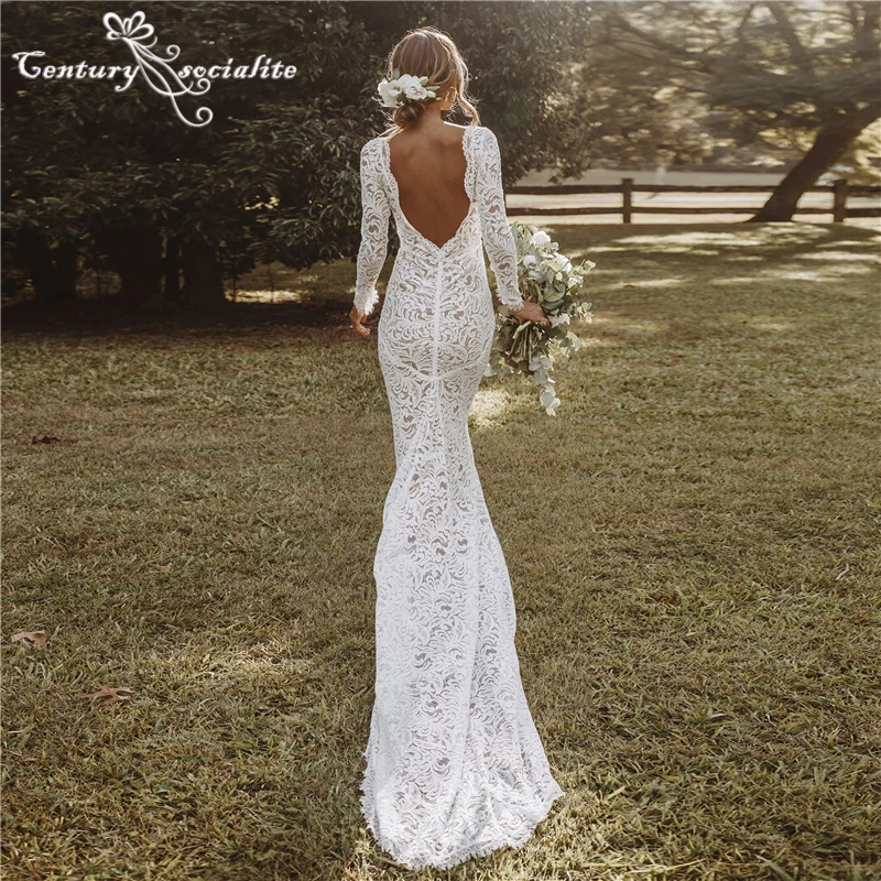 bohemian low back wedding dress