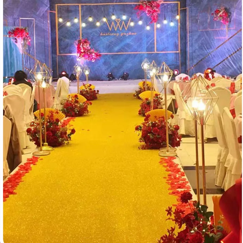 1X10M Glitter Gold Wedding Carpet Aisle Runner Rug Black Purple Green Tiffany Royal Blue Silver Stage Birthday Party Decoration