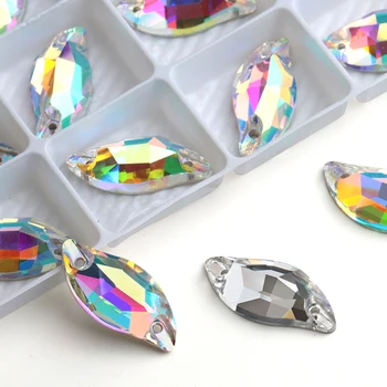 

6x12mm,9x20mm AAAAA Quality S Shape Crystal Sew On Rhinestones Leaf Shape Sewing Beads for Wedding,Dance dress decoration