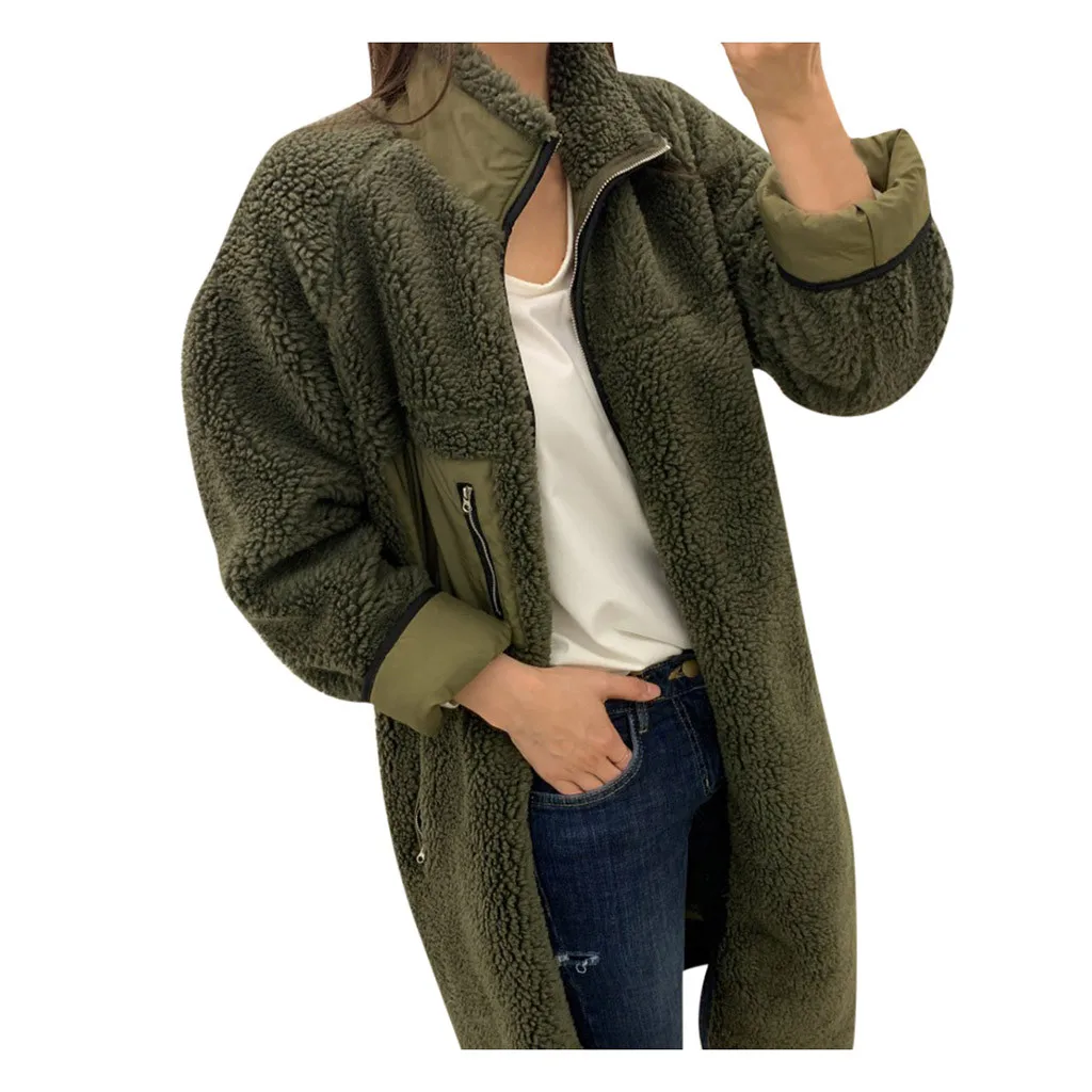 Thick Fur Long Coat Women Winter Warm Loose Plush Soft Fluffy Outerwear Long Sleeve Faux Fur Female Overcoats Plus Size#J30