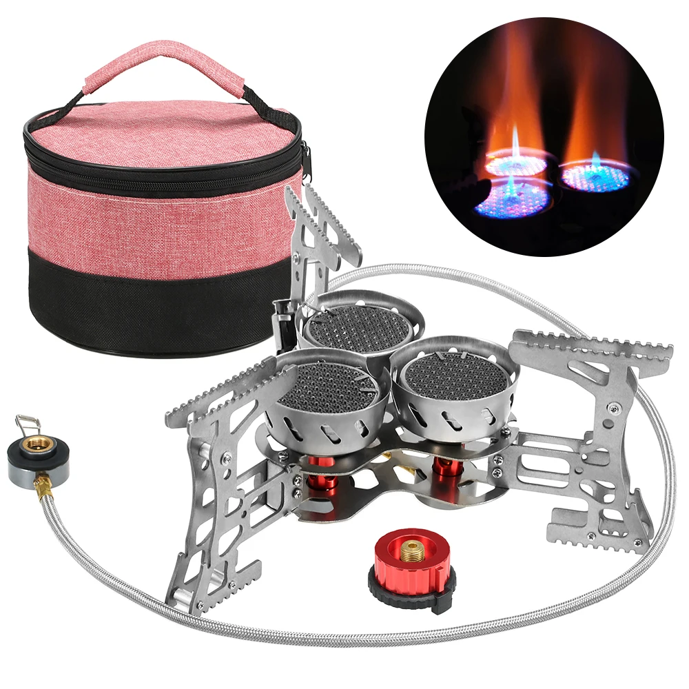Lixada 3500W Windproof Camping Stove with Gas Cartridge Adapter For Outdoor Camping Hiking Traveling