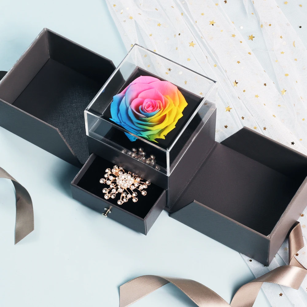 Unfade сушенный цветочный цвета розового золота ювелирные изделия коробка