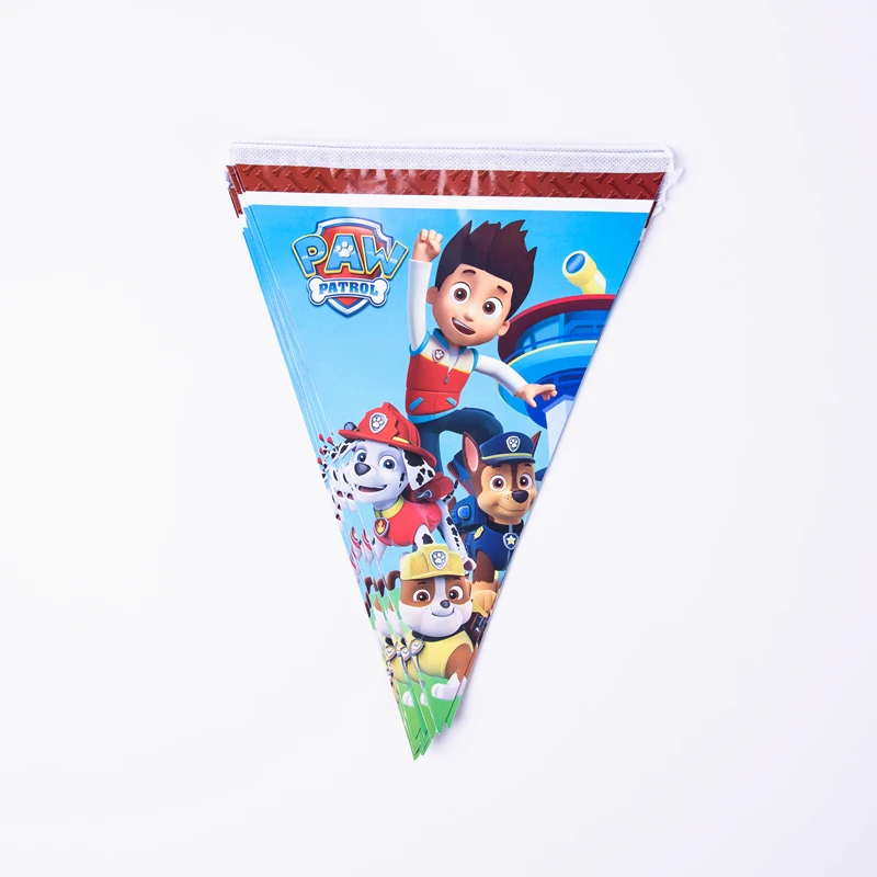 Paw Patrol Красный Дизайн Мальчики День рождения украшения Воздушные шары бумажные стаканчики и тарелки Baby Shower Одноразовые столовые принадлежности - Цвет: flags-12pcs