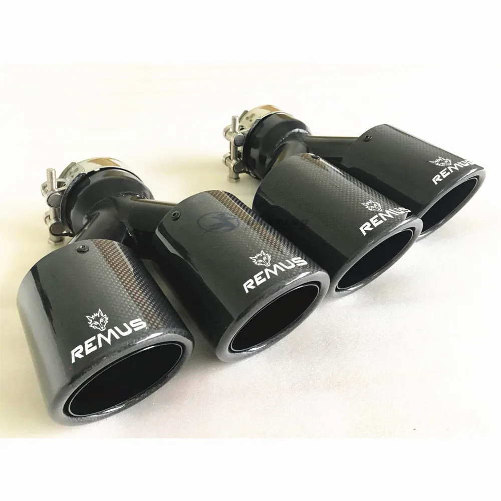 1PC Car Modification Universal Dual Glossy black Automobile Exhaust pipe MUFFLER carbon fiber exhaust tip