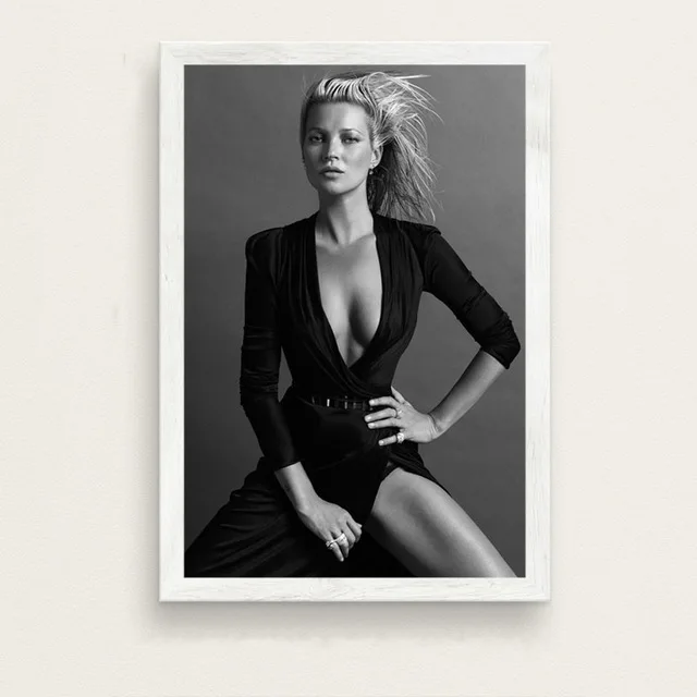 Kate Moss супер модель звезда Мода сексуальная B& W искусство холст живопись плакат настенный домашний декор - Цвет: 13