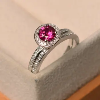 

European and American Zircon Rose Ring S925 Sterling Silver Fashion Simple Round Four-claw Super Flash Gemstone Ladies Ring
