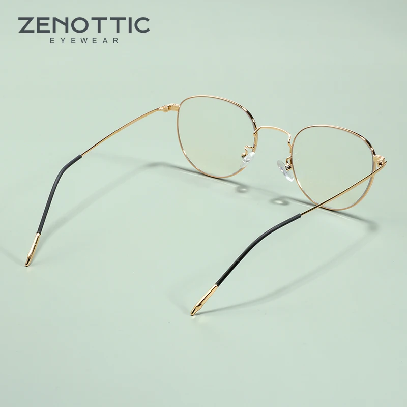 

ZENOTTIC Ultralight Metal Glasses Frame Unisex Round Eyewear Myopia Optical Glasses Business Style Optical Eyeglasses Frame