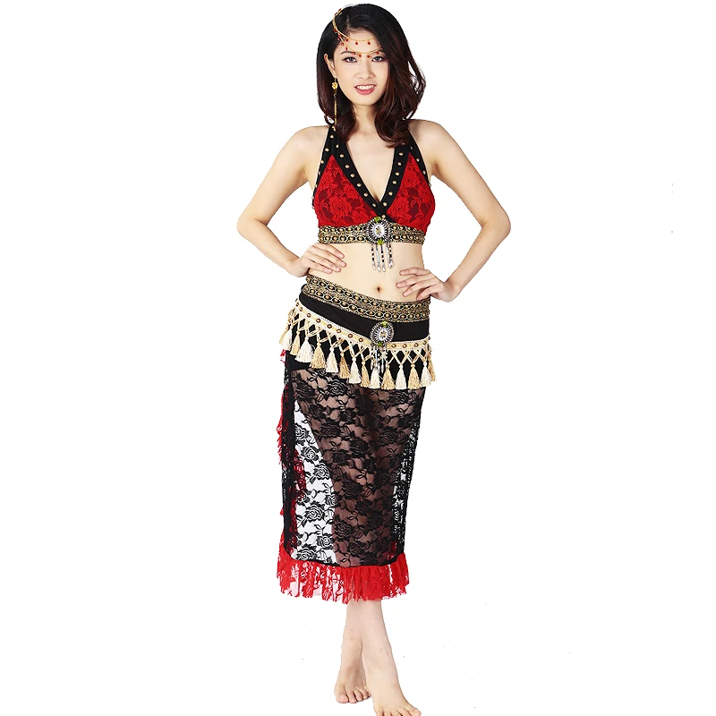 Tribal Belly Dance Outfit Halloween Costume Sequin Dancing Dress Carnival Wear