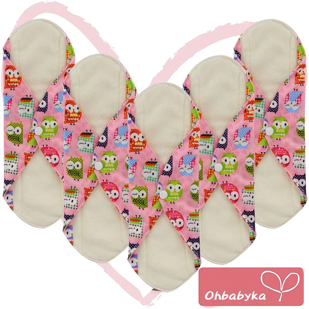 21 Ohbabyka 5 упаковок гигиенические менструальные подушечки Многоразовые моющиеся менструальные вкладыши для кормления бамбуковые Хлопковые женские прокладки для гигиены - Цвет: 21