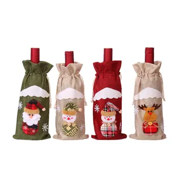 

New Wine Bottle Set Wine Bottle Decorations Europe And The United States Bow Linen Wine Bottle Set Holiday Decoration Props